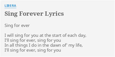 i will sing forever lyrics|I Will Sing Forever Lyrics .